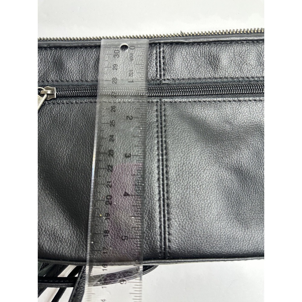 The Sak Filmore Purse Fringe Woven Black Leather Crossbody Clutch - Picture 14 of 16